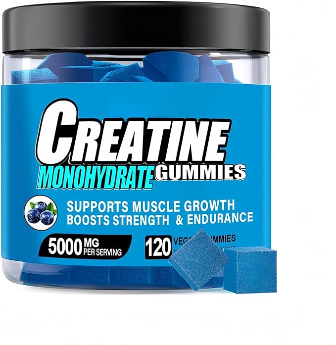 Sugar Free Creatine Monohydrate Gummies for Men &amp Women 5000mg Creatine Monohydrate Per Serving with L-Taurine Alpha GPC Betaine Anhydrous Natural Blueberry Flavor (120 Count)