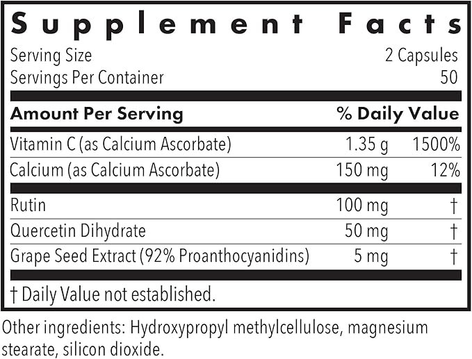 Allergy Research Group Esterol Ester C - Delivers 1.35 g Vitamin C - Buffered Vitamin C with Bioflavonoids &amp Quercetin - Immune &amp Antioxidant Support - 100 Servings - 100 Capsules