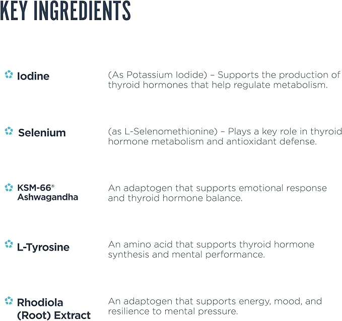 Revive MD Thyroid Support Supplement for Men &amp Women - Comprehensive Blend of Nutritents Supports Healthy Thyroid Function with Essential Vitamin Minerals &amp Herbs (90 Capsules 30 Servings)