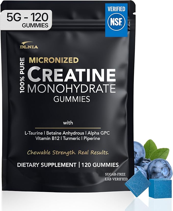 Creatine Monohydrate Gummies for Men &amp Women - Sugar Free &amp Vegan Advanced Formula W/L-Taurine + Vitamin B12 - for Muscle Strength Muscles Builder Recovery Energy Boost Pre-Workout Supplem