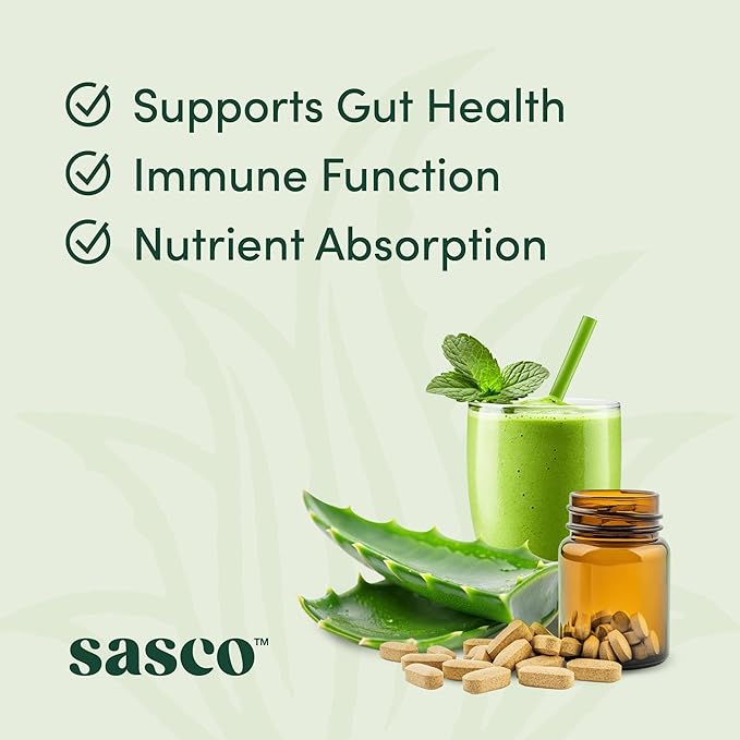 100% Organic Aloe Vera Juice – Inner Fillet Only Naturally Preserved Not from Concentrate Supports Digestive &amp Immune Health – 1L Bottle by Sasco