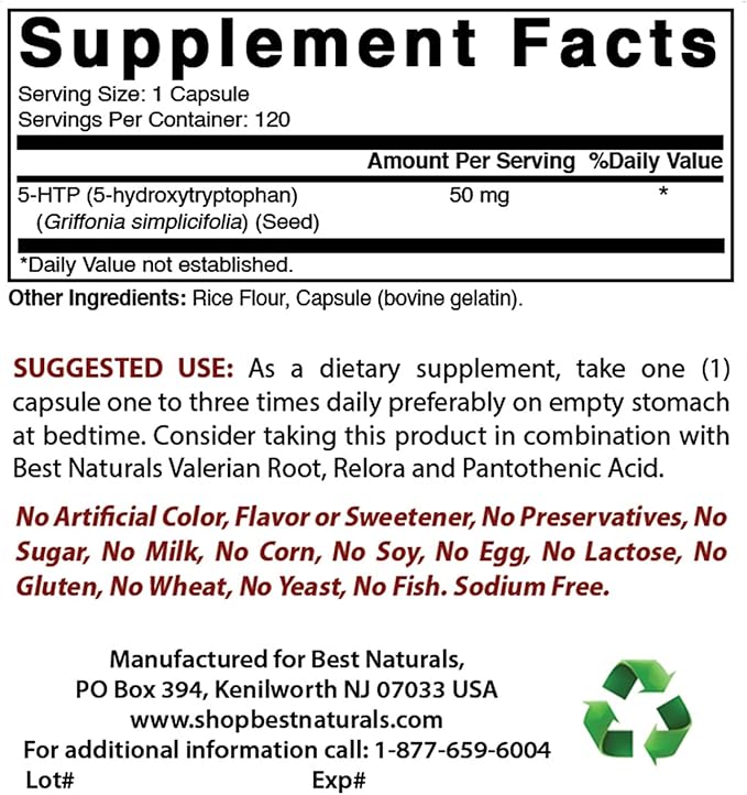Best Naturals 5-HTP 50 mg &amp NAC - N Acetyl Cysteine 600 mg