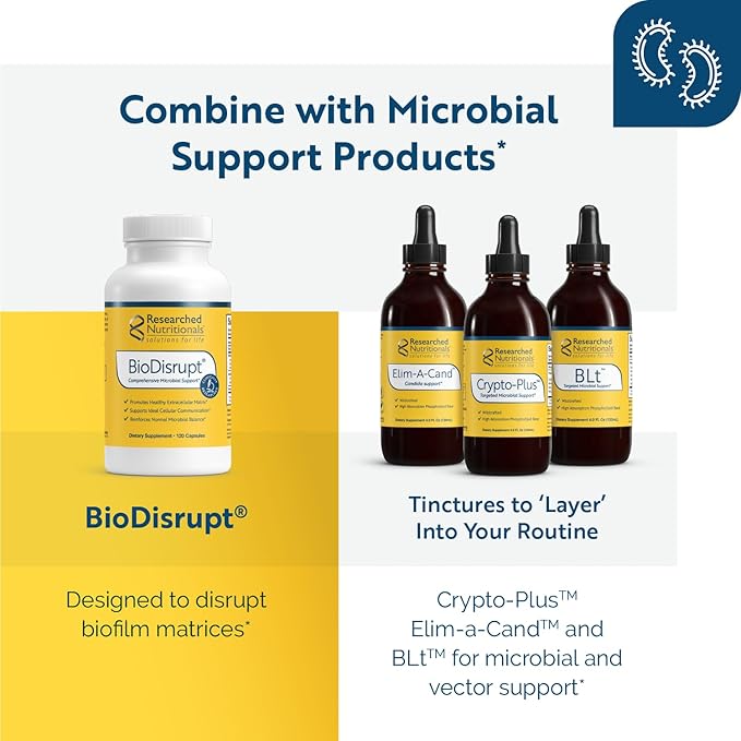 Researched Nutritionals Microbinate - Microbial Health Complex - Promotes Healthy Inflammation Response Biofilm Disruption &amp Immune Support - Olive Leaf Oregano &amp Turmeric Extract (120 Capsu