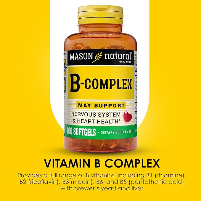 MASON NATURAL Vitamin BComplex 300Day Supply for Normal Nerve Support and Energy Metabolism 100 Softgels (Pack of 3)