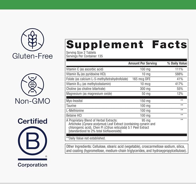 Metagenics Lipo-Gen - Lipotropic Liver &amp Gallbladder Support Supplement* - with Vitamin B12 Choline Inositol &amp Artichoke Extract - Supports Fat Metabolism &amp Detoxification* - 270 Tablets