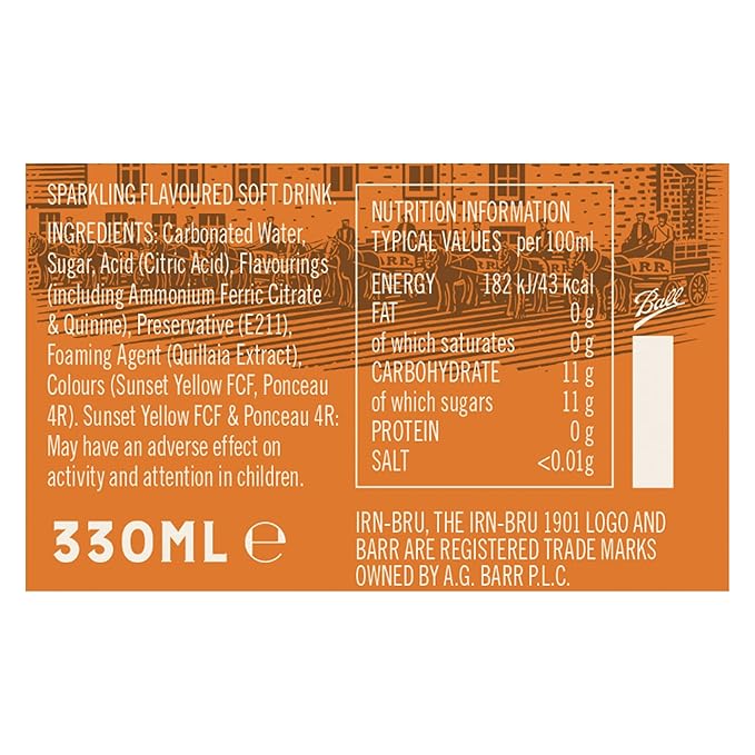 IRN-BRU 1901 12 Pack A Very Special Vintage Recipe No Caffeine Full Sugar Taste The First Ever IRN-BRU Recipe - 12 x 330ml Cans