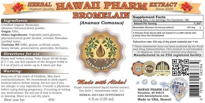 Bromelain Liquid Extract Bromelain (Ananas Comosus) Powder Tincture Supplement 4 oz