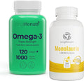 Omega 3 Fish Oil 1000mg &amp Monolaurin 1500mg Bundle – High EPA &amp DHA Immune &amp Digestive Support 120 Softgels + 200 Veg Capsules 4-Month Supply Non-GMO GMP Certified Made in USA