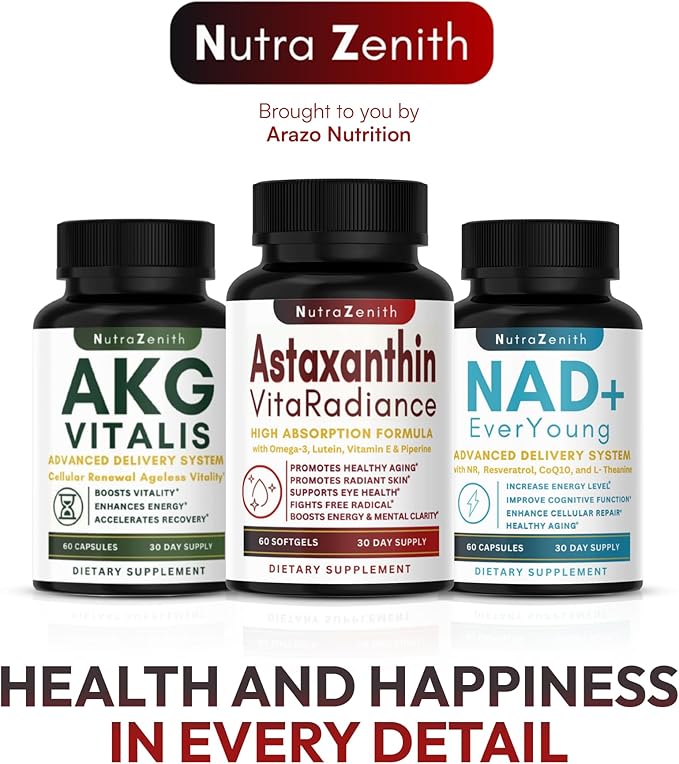 Astaxanthin Supplement with Omega-3 Vitamin E &amp Lutein – 60 Capsules for Super Antioxidant Support Energy Boost Mental Clarity &amp Eye/Skin Care – Triple-Action Formula (Powerful Antioxidant
