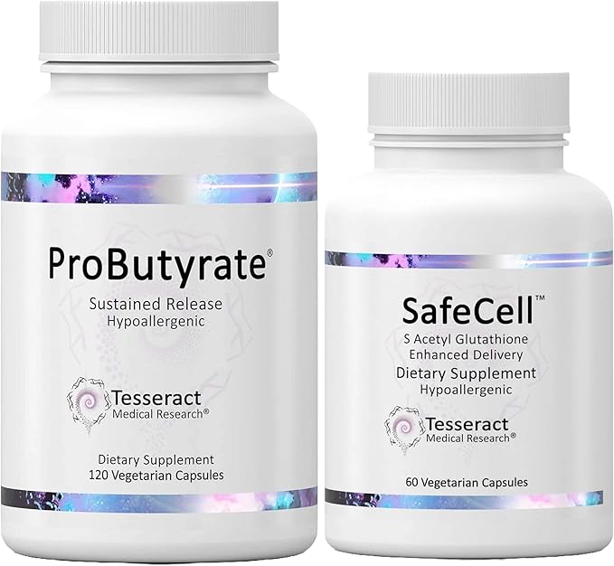 Tesseract ProButyrate Gut Health &amp SafeCell S-Acetyl Glutathione Neuro Support Bundle – 600mg + 300mg 120 + 60 Capsules Antioxidant &amp Gut Microbiome Balance
