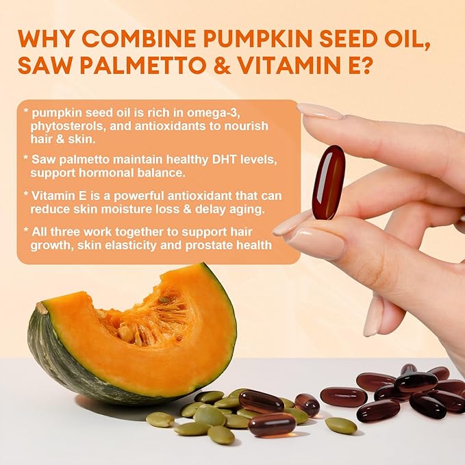 Pumpkin Seed Oil Softgels &amp Magnesium Giycinate with Vitamin D3K2 Supplement for Hair Urinary Health Bone SupportEnergy &amp Mood Manage