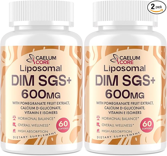 Liposomal DIM SGS Supplement - Estrogen Supplements for Women &amp Men Contains Sulforaphane Glucosinolate Vitamin E Pomegranate Fruit - Support Detox and Antioxidant (2 Pack)