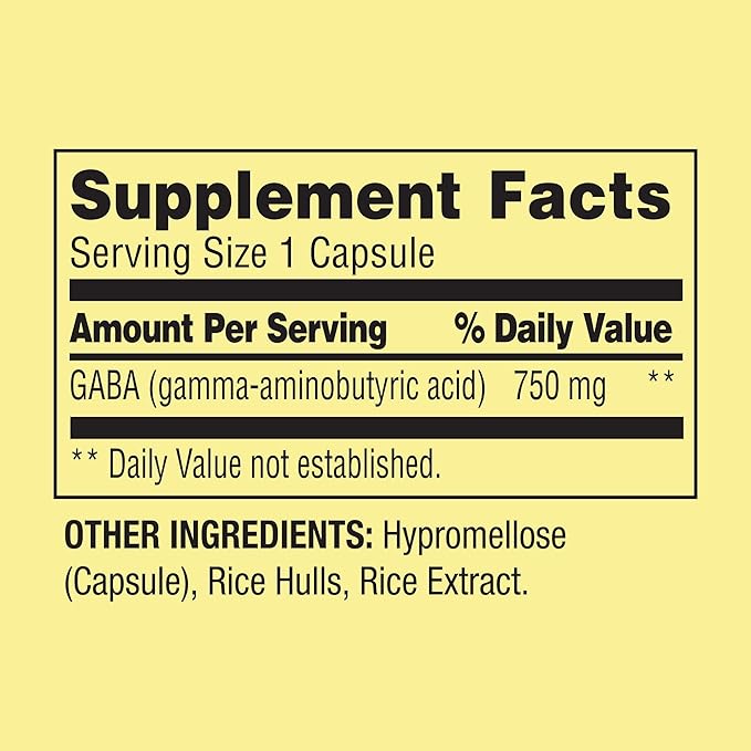 Spring Valley GABA Amino Acid Supplement 750 mg Unflavored 100 Count for Calm Mind Sleep Set by Basket Goods