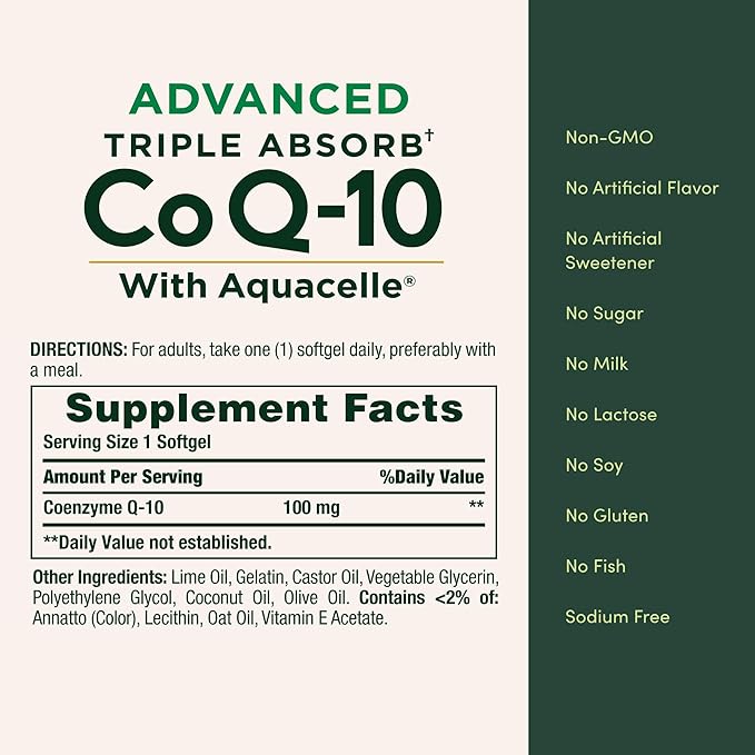 Nature's Bounty Advanced Triple Absorb Co Q-10 Heart Health Rapid Release Softgels 90 Ct