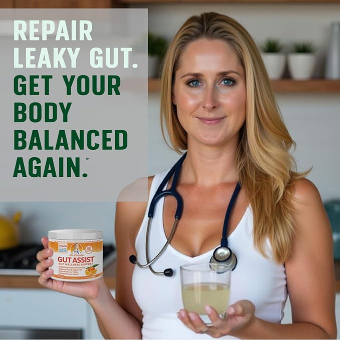 Leaky Gut Support Powder | L-Glutamine Gut Lining Formula | Gut Assist by Dr. Danielle Orange Flavor