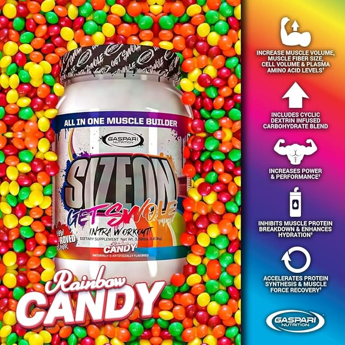 Gaspari Nutrition SizeOn The Ultimate Hybrid Intra-Workout Amino Acid &amp Creatine Formula Increased Muscle Volume &amp Muscle Recovery (3.59 Pounds Rainbow Candy)