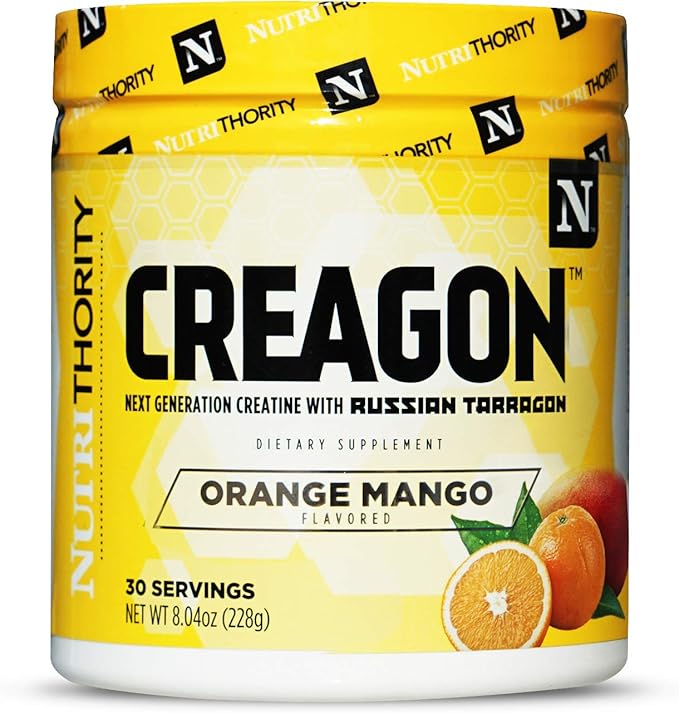 Nutrithority Creagon Next Generation Creatine Orange Mango 30 Servings - Improve Muscle Recovery Russian Tarragon Infused Creatine Post Workout Drink - Build Muscle Strength and Gains
