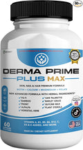 Derma Prime Plus Max Hair Skin Nail Supplement 60 Capsules with Biotin 5000mcg Vitamins Minerals Herbal Blend (1)