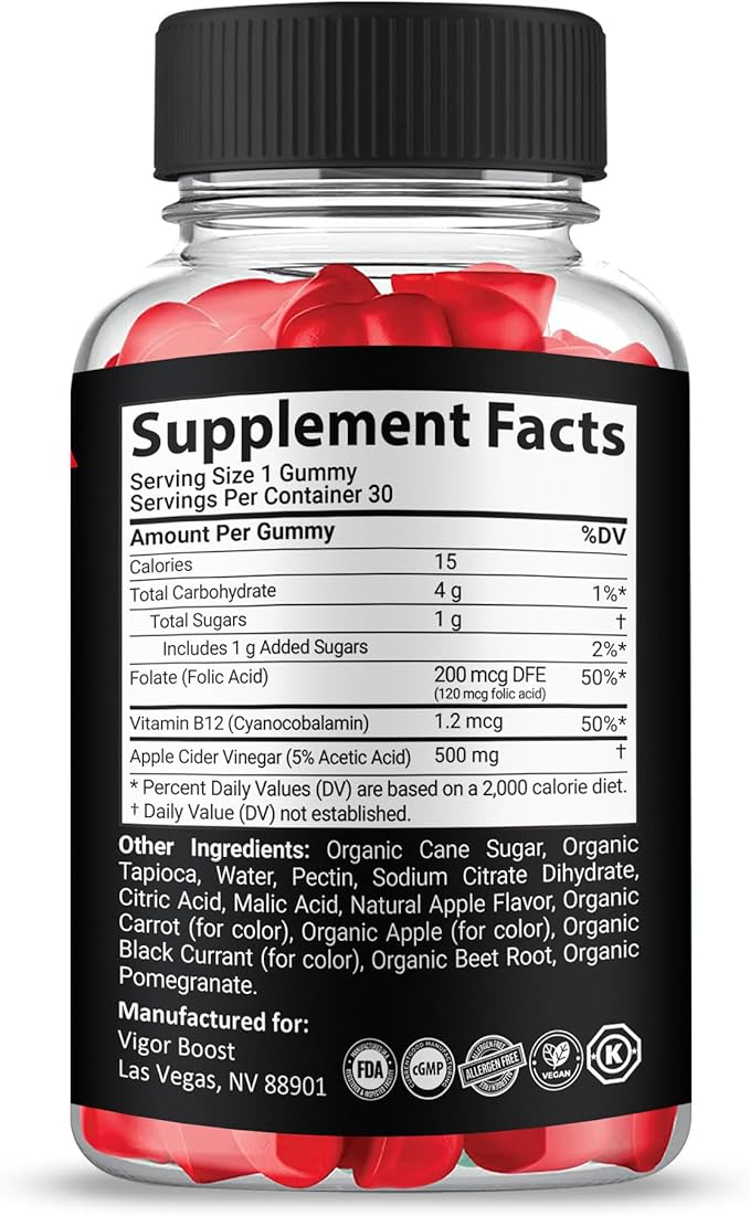 (1 Pack) VigorBoost Gummies Maximum Strength Supplement Advanced All Natural Vitamin Gummies