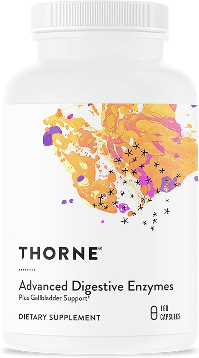 THORNE - Advanced Digestive Enzymes - Supplement with Pepsin Ox Bile &amp Pancreatin for Indigestion &amp Constipation Relief - Minimizes Occasional Gas &amp Bloating* - Third-Party Certified - 18