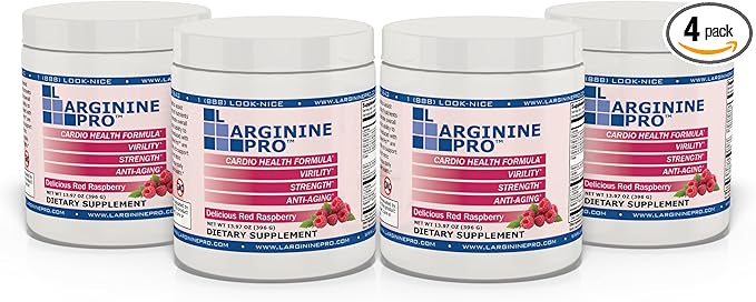 L-ARGININE PRO | 5500mg L-Arginine Plus L-Citrulline 1100mg Raspberry Powder Drink Mix Supplement for Increased Nitric Oxide Production