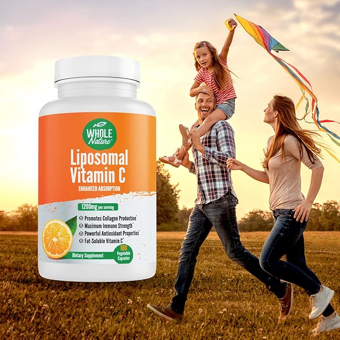 Liposomal Vitamin C Supplement Pills 1200 mg - High Absorption 180 Vegan Capsules Fat Soluble VIT C Maximum Strength Immune System and Collagen Booster Sunflower Lecithin