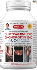 Andrew Lessman Glucosamine Chondroitin + UC-II – 150 Capsules – 100% Sulfate Form Research Established Ingredients and Levels for Support of Healthy Joint Tissue. Small Easy to Swallow Capsules