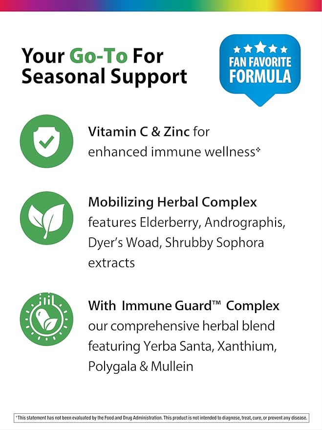 Rainbow Light Counter Attack Immune Support Booster Supplement for Adults | 90 Tablets | with Vitamin C Zinc Immune Guard &amp More