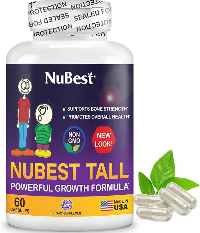 NuBest Tall | Support Bone Strength Bone Health Enhanced Immune and Whole Body Wellness with Calcium Collagen and Herbs for Ages 5+ &amp Teens | 60 Capsules