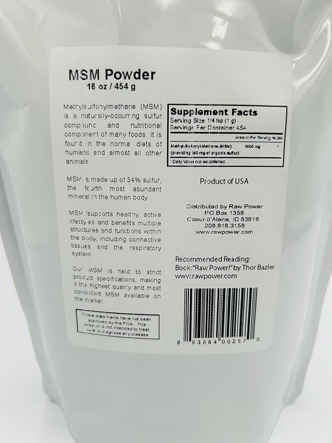 Raw Power MSM Powder 100% Pure (16 oz Made in The USA)