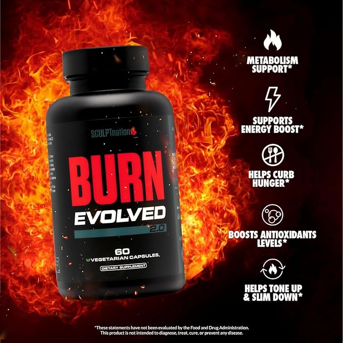 Sculpt Nation by V Shred Burn Thermogenic Fat Burner for Men &amp Women - Daytime Fat Burner Metabolism Booster - Premium Capsimax Cayenne Pepper Chromax Patented Ingredients - 60 Natural Veggie Pi