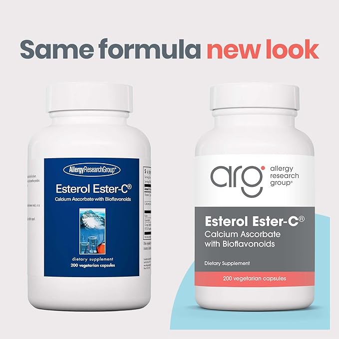Allergy Research Group Esterol Ester C - Delivers 1.35 g Vitamin C - Buffered Vitamin C with Bioflavonoids &amp Quercetin - Immune &amp Antioxidant Support - 200 Servings - 200 Capsules