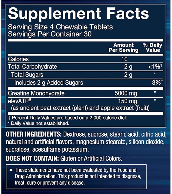 BodyTech Creatine Chewables a Helps Increase Muscle Strength Size and Power a Lemon Lime (120 Chewable Tablets)