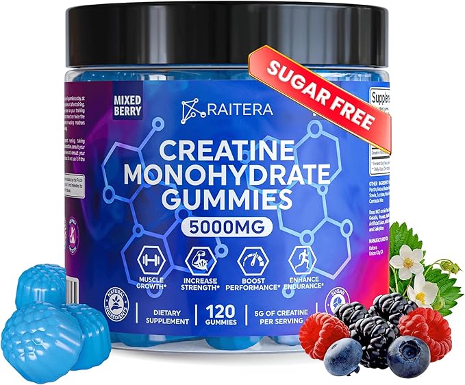 Creatine Monohydrate Gummies 5000mg for Men and Women Only 3 Gummies Per Serving Vegan Creatine Chews for Muscle Growth Muscle Endurance Workout Recovery Zero Sugar Easy to Digest No Bloating