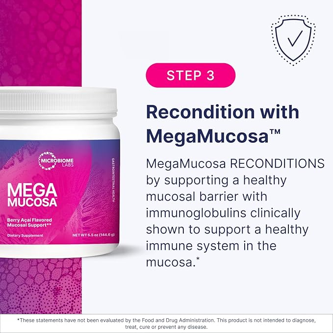 Microbiome Labs Total Gut Restoration Kit (Powder) - 3-Product Gut Health Spore Based Probiotic Prebiotic Powder &amp Mucosal Immunoglobulin + Amino Acids Supplement for Immune GI &amp Digestive H