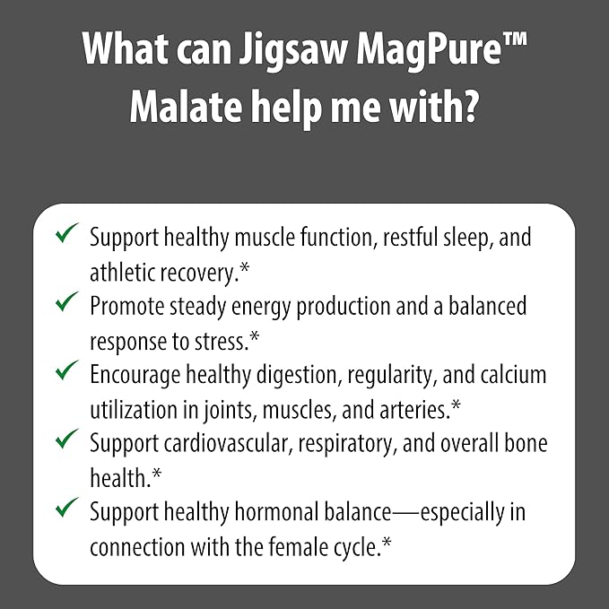 Jigsaw Health MagPure Malate | Premium Magnesium Malate Capsules | 120 Servings