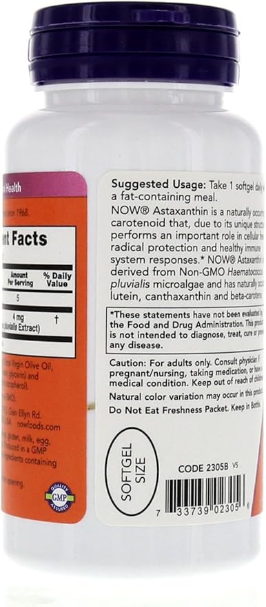 NOW Foods Astaxanthin 4mg 90 Softgels (Cellular Protection) (Pack of 2)