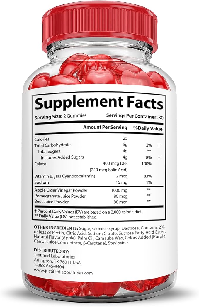 Justified Laboratories (2 Pack Keto Rush Keto ACV Gummies Advanced Formula 1000MG Powder B12 Vegan Non GMO 120 Gummys