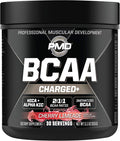 PMD Sports BCAA Charged Delicious Amino Acid Drink Mix for Performance Recovery Endurance and Hydration - Increase Muscle Function for Workout and Daily Energy – Cherry Limeade (30 Servings)