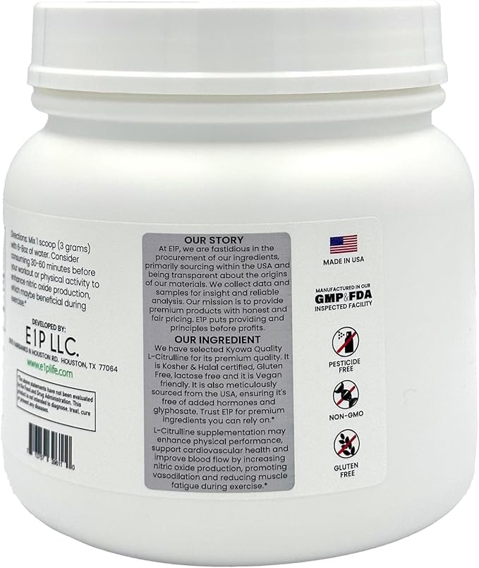 L-Citrulline 600grams (200 Servings) Unflavored Non-GMO Vegan Fermented Third-Party Lab Tested. Made with Halal and Kosher Certified Ingredients.
