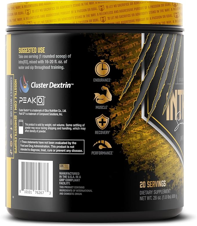 HOSSTILE Intra[R3] Intra Workout Powder EAA &amp BCAA Drink with Carbs Enhance Energy &amp Endurance Build Lean Muscle &amp Improve Recovery Pineapple Rush 20 Servings
