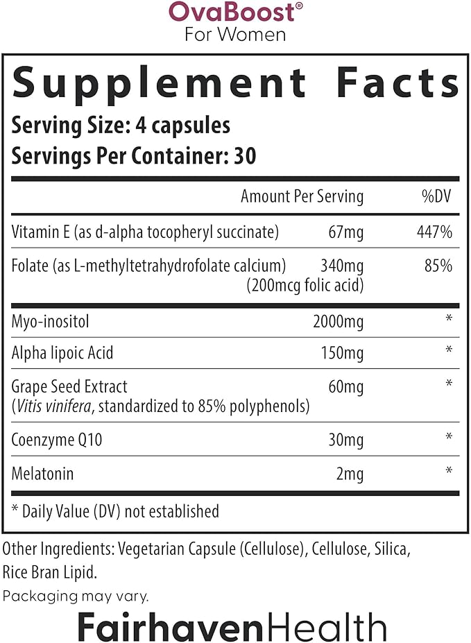 FertilAid for Women &amp Ovaboost Combo Female Fertility Supplement &amp Natural Fertility Vitamin with Myo-Inositol Vitex &amp Vitamins to Support Ovulation Cycle Regularity &amp Egg Quality