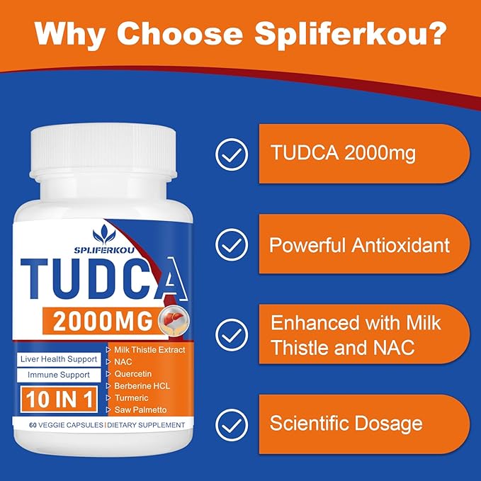 2000mg Tudca Liver Support Supplement Tudca Bile Salt with Milk Thistle and NAC 180 Capsules for 90 Days Support for Liver Detoxification Immune System