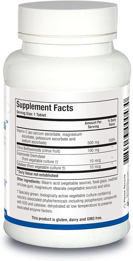 Biotics Research Bio C Plus™ Provides Vitamin C as Mixed Mineral Ascorbates with Citrus Bioflavonoids SOD and Catalase Vitamin C Plus Bioflavonoids Potent Antioxidant Immune System 100 Tablets