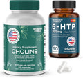 WONDER FAMILY Maximal Focus Bundle - Choline Bitartrate 500MG for Focus &amp Memory 5-HTP Supplement for Energy - 60 5HTP 200MG Capsules 60 Choline Capsules