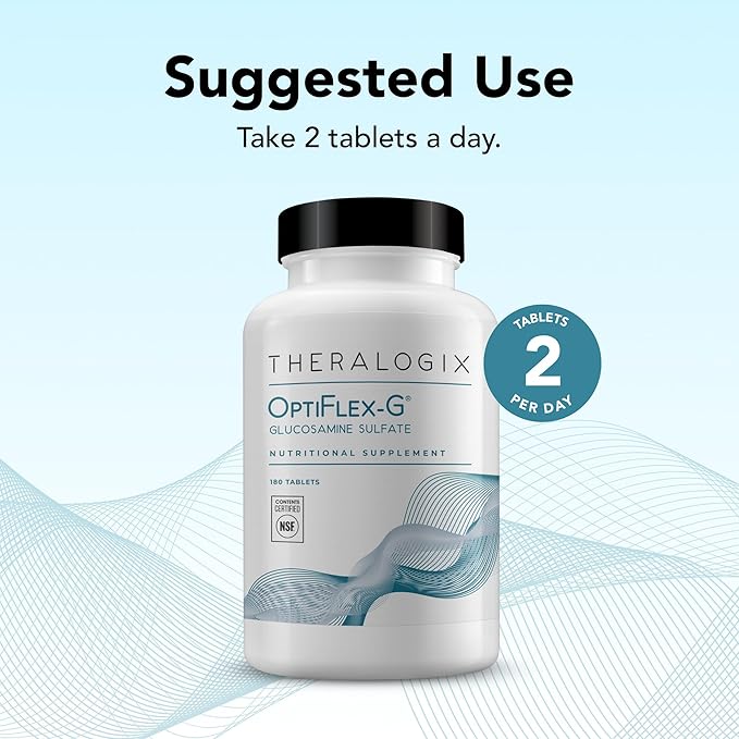 Theralogix OptiFlex-G Glucosamine Sulfate - 90-Day Supply - Joint Support Supplement - Supports Joint Health for Men &amp Women - Glucosamine Joint Supplement - NSF Certified - 180 Tablets