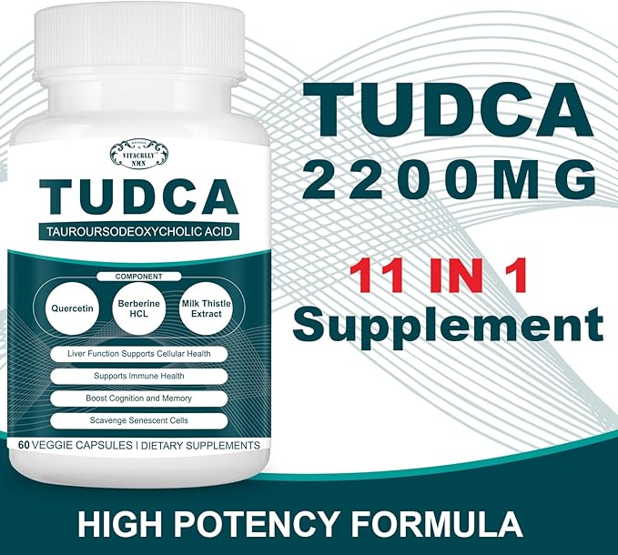 2200MG TUDCA Liver Supplements - Bile Salts Supplement Complex for Liver Detox &amp Cleanse Gallbladder Cleanse Digestive Health 180 Capsules