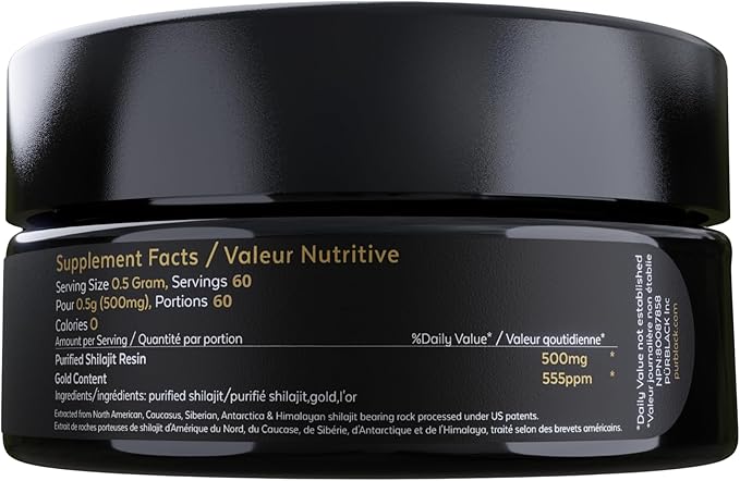Purblack Pure Himalayan Shilajit Resin - Himalayan and Other Mountain Ranges Gold Infused Shilajit for Men &amp Women with Over 85+ Trace Minerals for Energy &amp Immunity | 60 Servings | USA Made