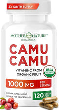 Organic Vitamin C from Camu Camu Capsules 1000mg Packed with Natural VIT C Raw Antioxidants - Immune Support Supplement &amp Anti-Aging for Skin - Powder Organic Vegan Non-GMO (120 Count)