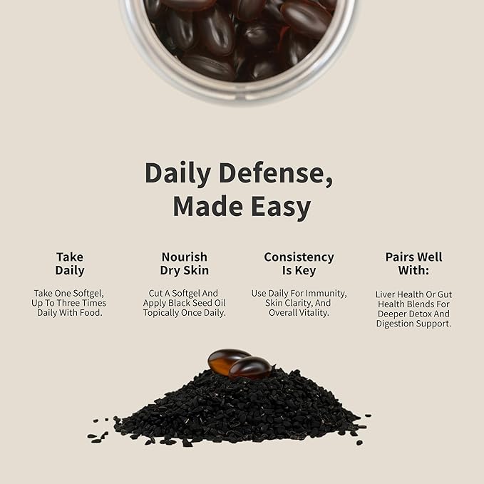Snap Supplements Black Seed Oil Capsules – 100% Cold Pressed Organic Nigella Sativa – Supports Immune Health Detox Skin Hair Joints &amp Overall Wellness – 90 Softgels